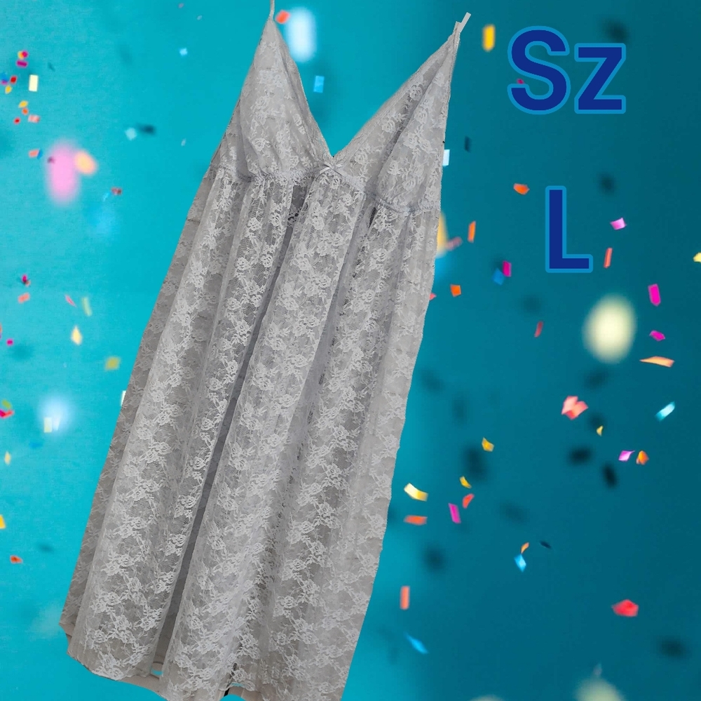 Lace Night Gown  Light Blue
